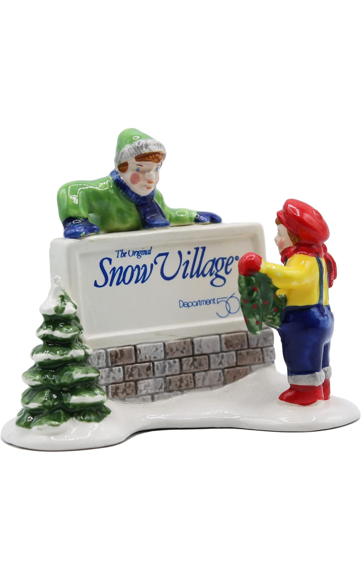 Department 56 - Snow Village - Kids Decorating The Village Sign