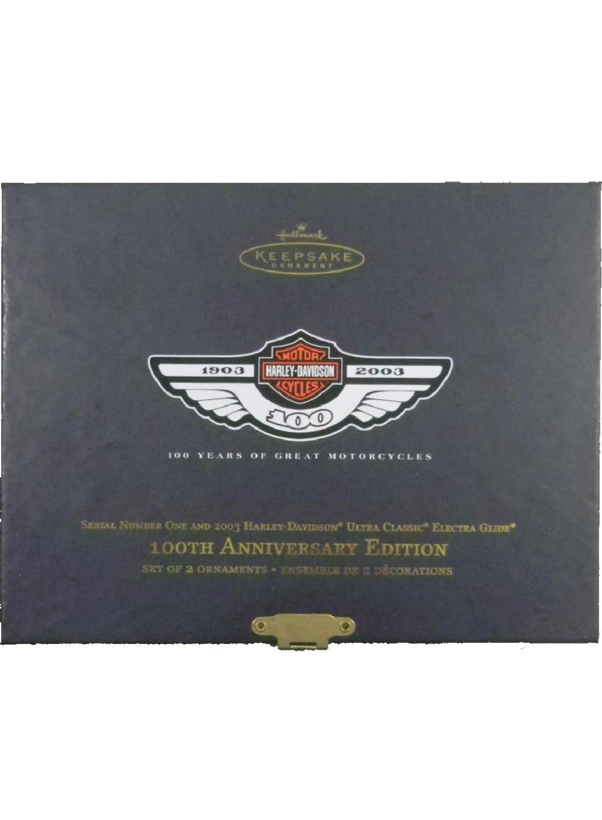 Hallmark 2003 Keepsake Ornament - Harley Davidson - 100th Anniversary Set of 2 Motorcycles