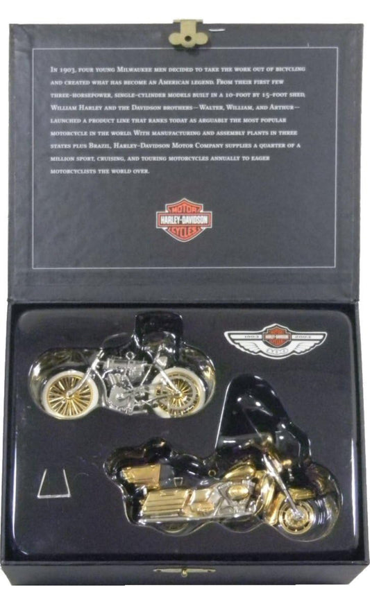 Hallmark 2003 Keepsake Ornament - Harley Davidson - 100th Anniversary Set of 2 Motorcycles