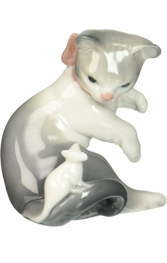 Lladro - Cat And Mouse Porcelain Figurine