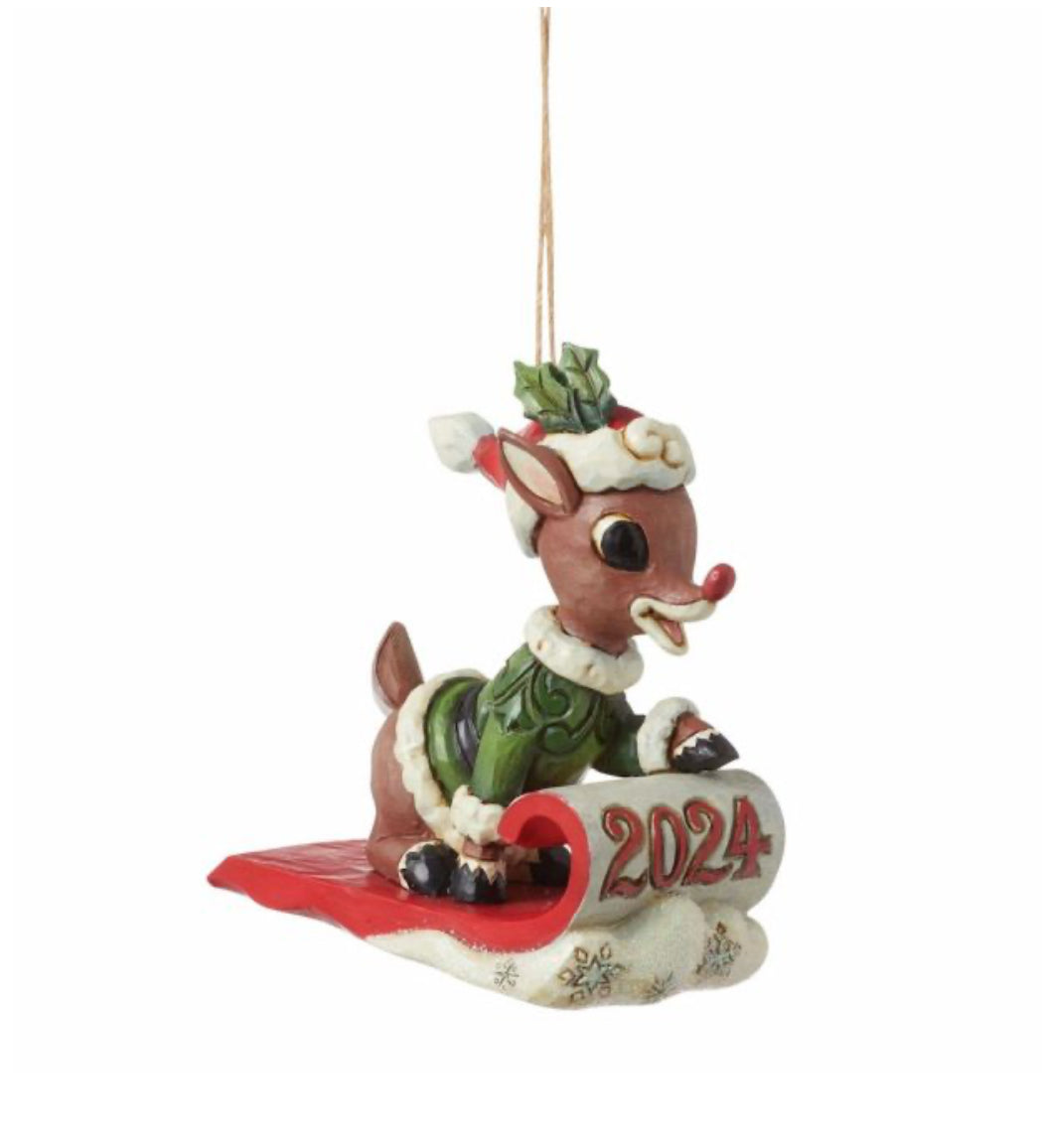 Jim Shore - Dated 2024 Rudolph in Sled Ornament