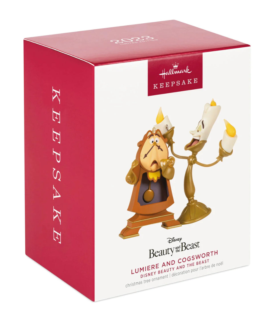 Hallmark 2023 Keepsake Ornament - Disney® Beauty and the Beast Lumiere and Cogsworth - LIMITED EDITION