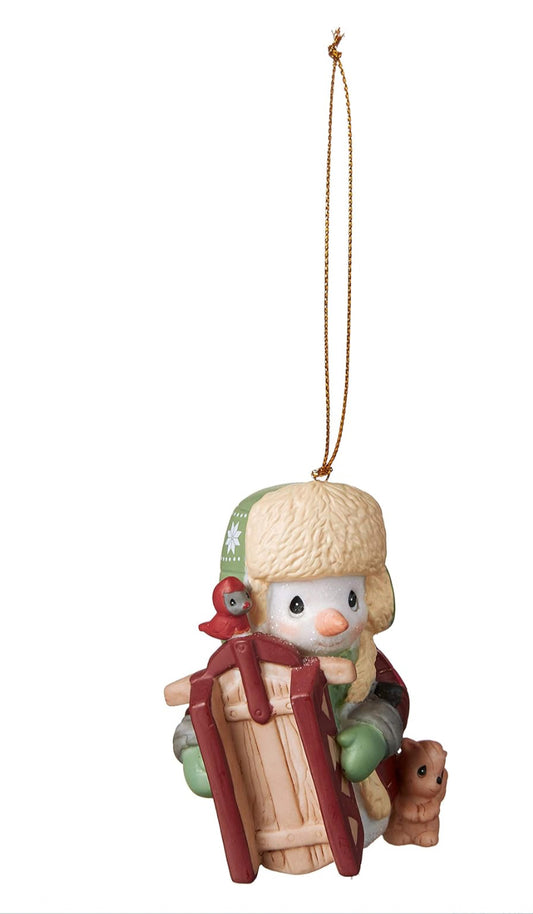 May Your Holidays Be Filled With Winter Thrills - Precious Moments Annual Snowman Ornament